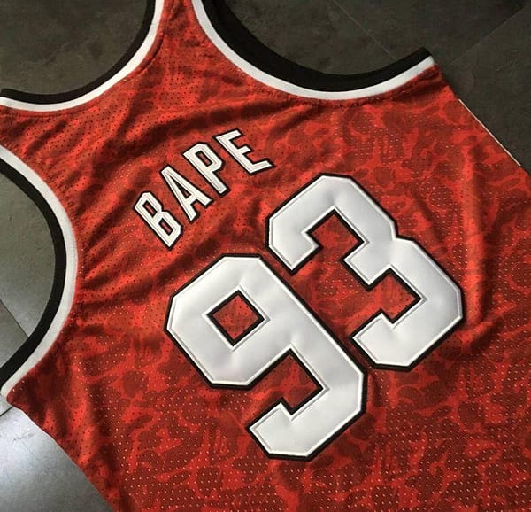 Men's BAPE Red Retro Classic Team Jersey - Image 4