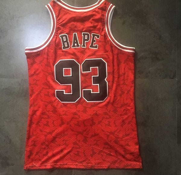Men's BAPE Red Retro Classic Team Jersey - Image 8