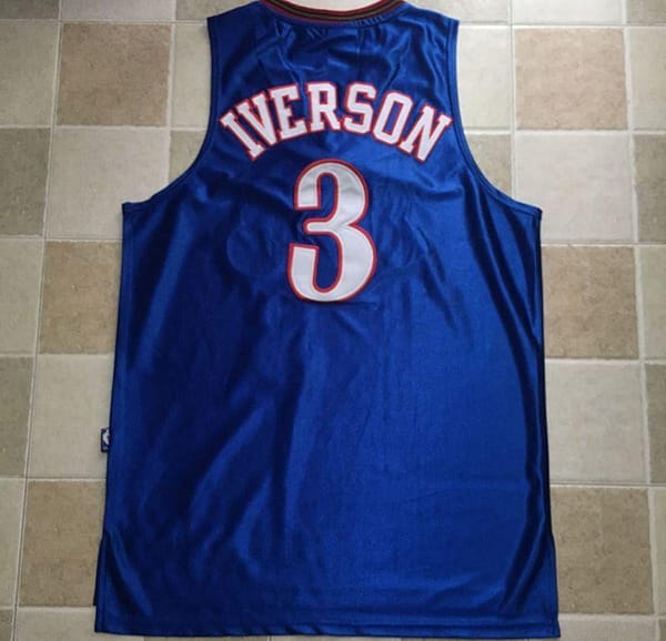 Men's Allen Iverson Blue Retro Classic Team Jersey - Image 2