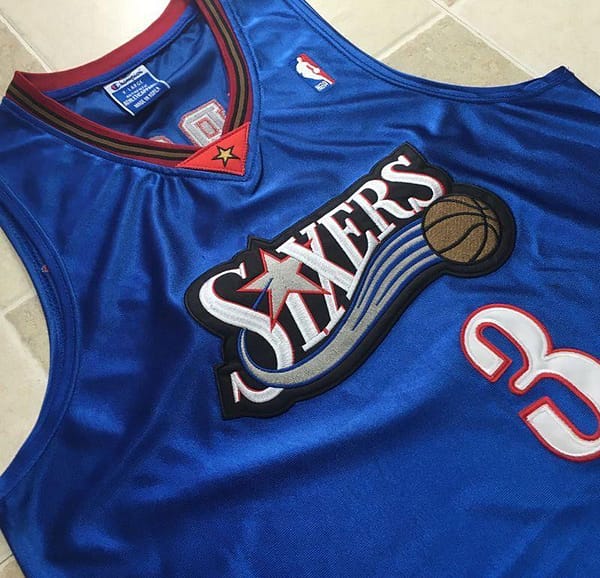 Men's Allen Iverson Blue Retro Classic Team Jersey - Image 5