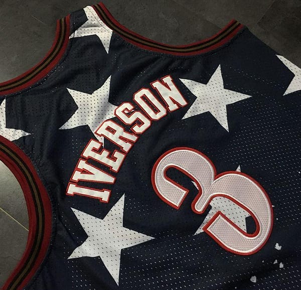 Men's Allen Iverson Black Retro Classic Team Jersey - Image 8
