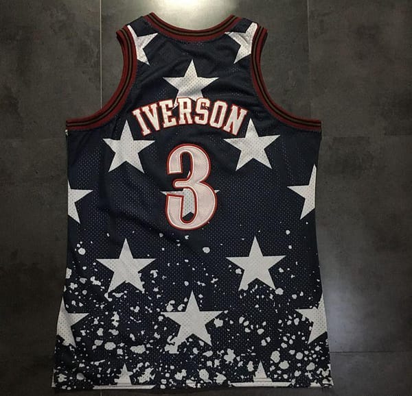 Men's Allen Iverson Black Retro Classic Team Jersey - Image 9