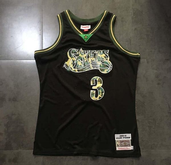 Men's Allen Iverson Black Retro Classic Team Jersey - Image 2