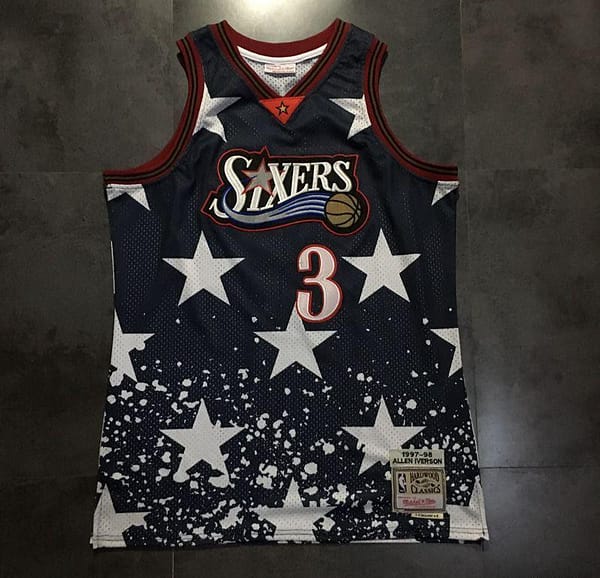 Men's Allen Iverson Black Retro Classic Team Jersey - Image 4