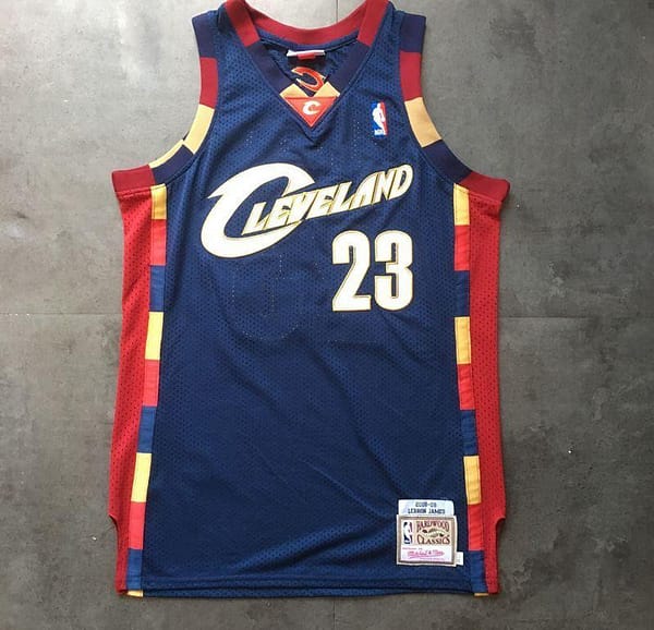 Men's LeBron James Navy Blue Retro Classic Team Jersey - Image 4