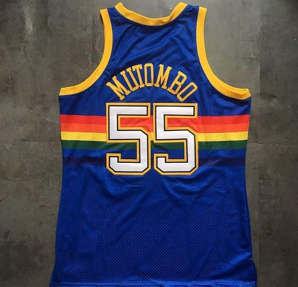Men's Dikembe Mutombo Blue Retro Classic Team Jersey - Image 8