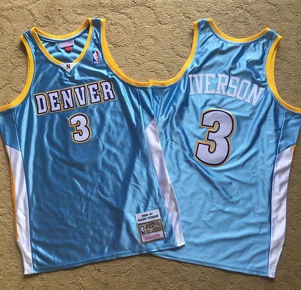 Men's Allen Iverson Sky Blue Retro Classic Team Jersey