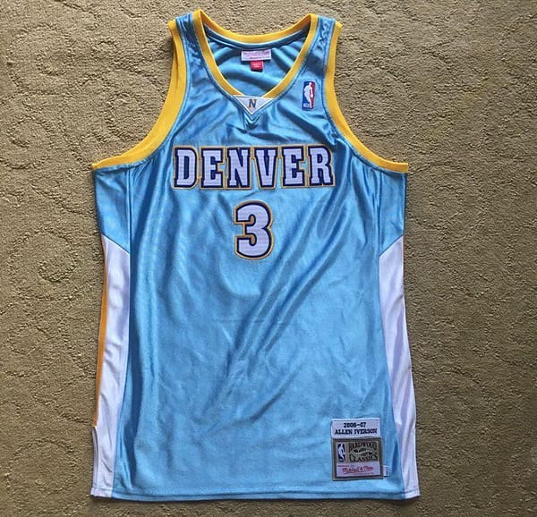 Men's Allen Iverson Sky Blue Retro Classic Team Jersey - Image 7