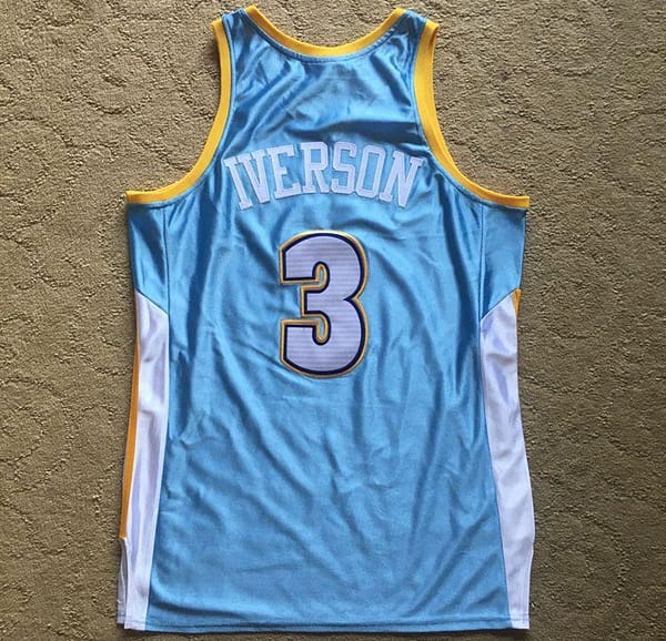 Men's Allen Iverson Sky Blue Retro Classic Team Jersey - Image 10
