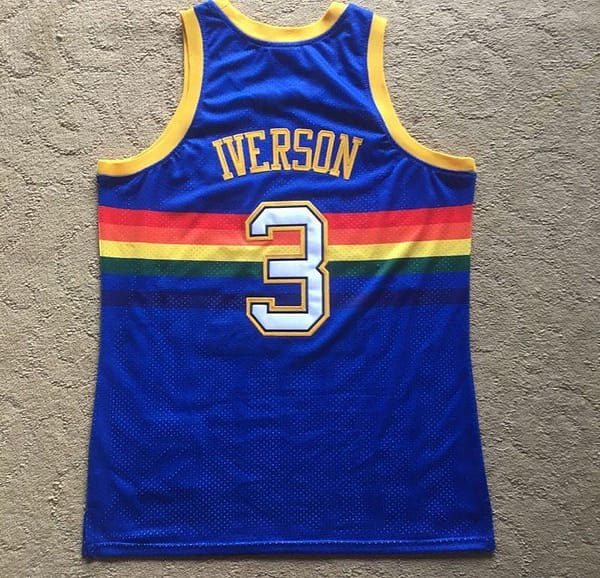 Men's Allen Iverson Blue Retro Classic Team Jersey - Image 5