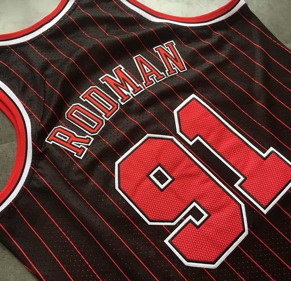 Men's Dennis Rodman Black Retro Classic Team Jersey - Image 6