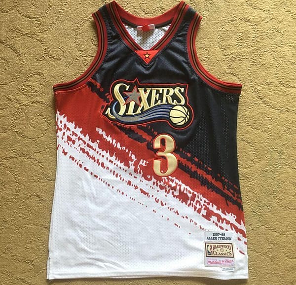 Men's Allen Iverson Black And White Retro Classic Team Jersey - Image 5