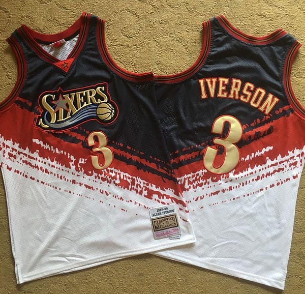 Men's Allen Iverson Black And White Retro Classic Team Jersey