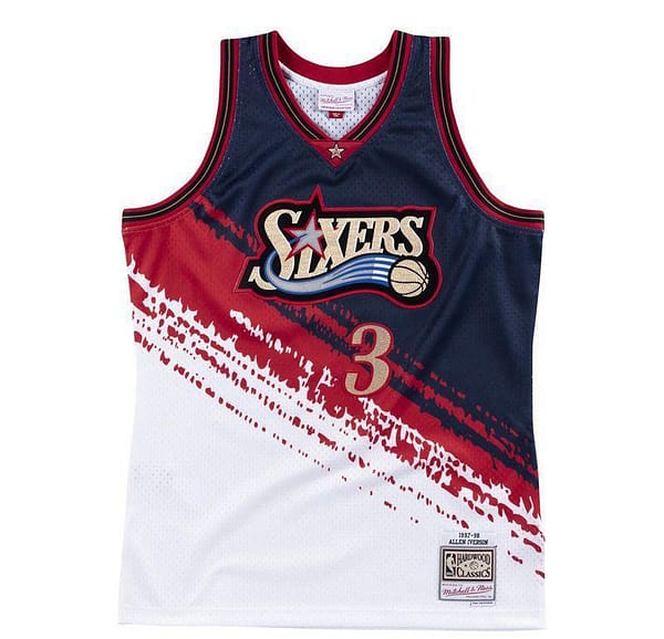 Men's Allen Iverson Black And White Retro Classic Team Jersey - Image 2