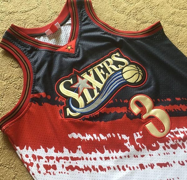 Men's Allen Iverson Black And White Retro Classic Team Jersey - Image 7