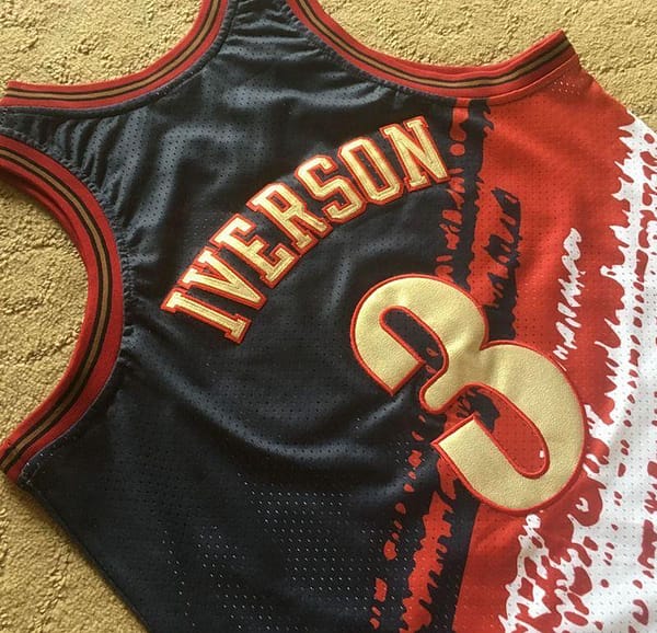Men's Allen Iverson Black And White Retro Classic Team Jersey - Image 10