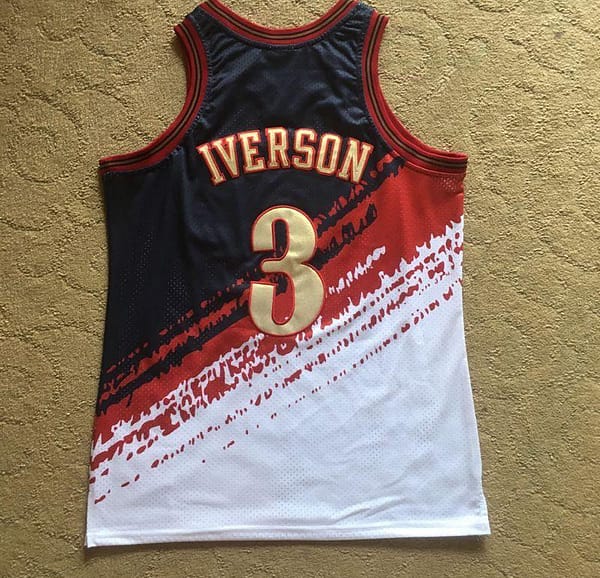 Men's Allen Iverson Black And White Retro Classic Team Jersey - Image 11
