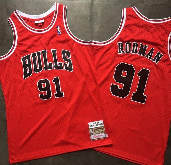 Men's Dennis Rodman Red Retro Classic Team Jersey