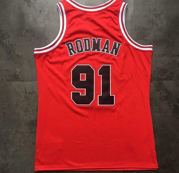Men's Dennis Rodman Red Retro Classic Team Jersey - Image 10