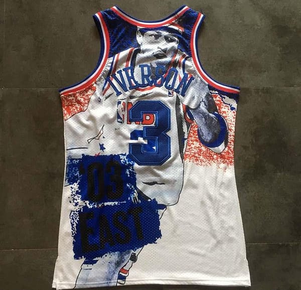 Men's Allen Iverson White Retro Classic Team Jersey - Image 2