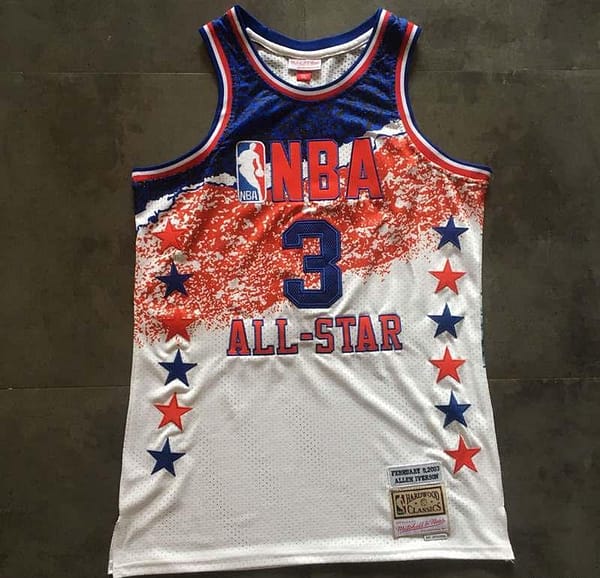 Men's Allen Iverson White Retro Classic Team Jersey - Image 9