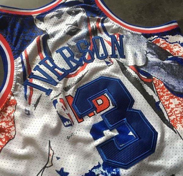 Men's Allen Iverson White Retro Classic Team Jersey - Image 11