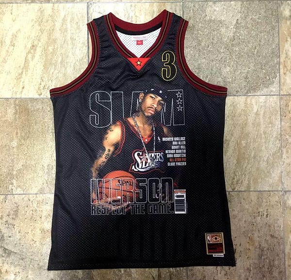 Men's Allen Iverson Black Retro Classic Team Jersey - Image 2