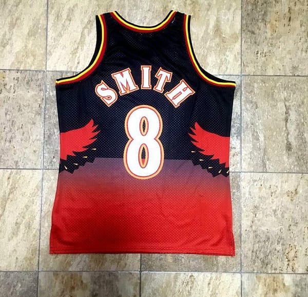Men's Steve Delano Smith Black And Red Retro Classic Team Jersey - Image 8