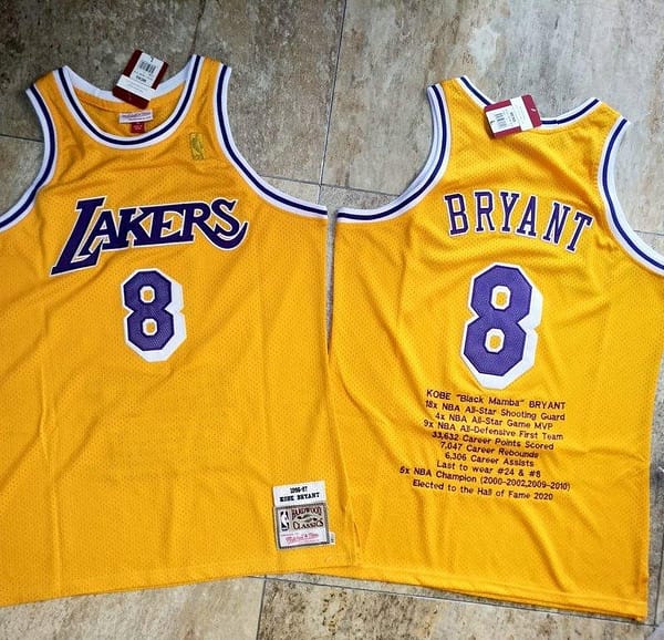 Men's Kobe Bryant Yellow Retro Classic Team Jersey
