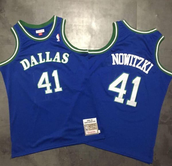 Men's Dirk Nowitzki Blue Retro Classic Team Jersey
