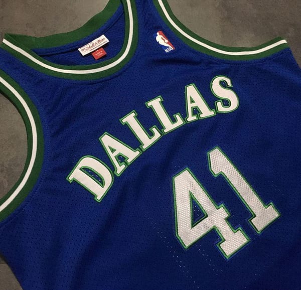 Men's Dirk Nowitzki Blue Retro Classic Team Jersey - Image 7