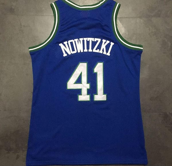 Men's Dirk Nowitzki Blue Retro Classic Team Jersey - Image 8