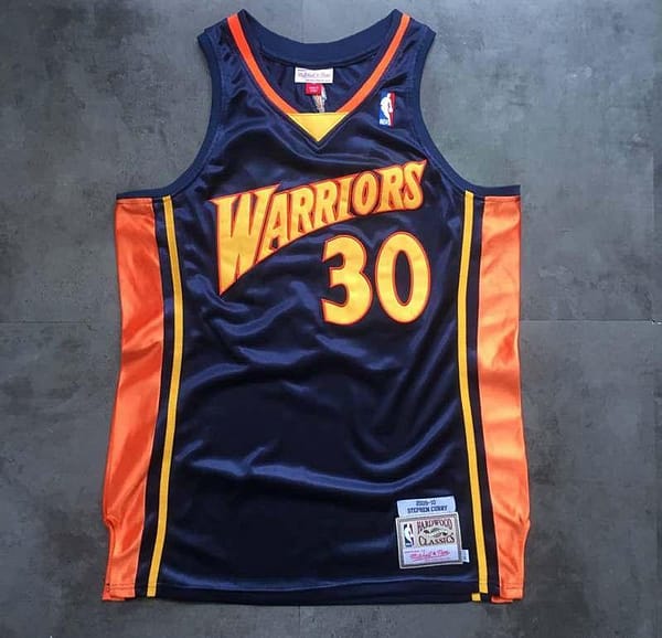 Men's Stephen Curry Navy Blue Retro Classic Team Jersey - Image 2