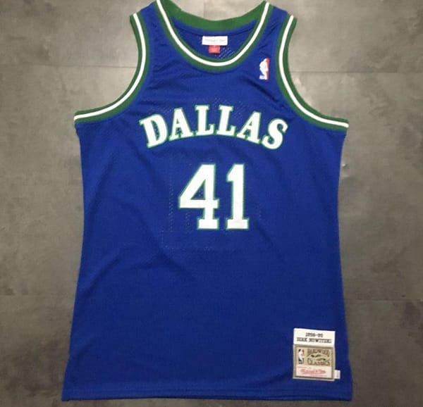 Men's Dirk Nowitzki Blue Retro Classic Team Jersey - Image 2