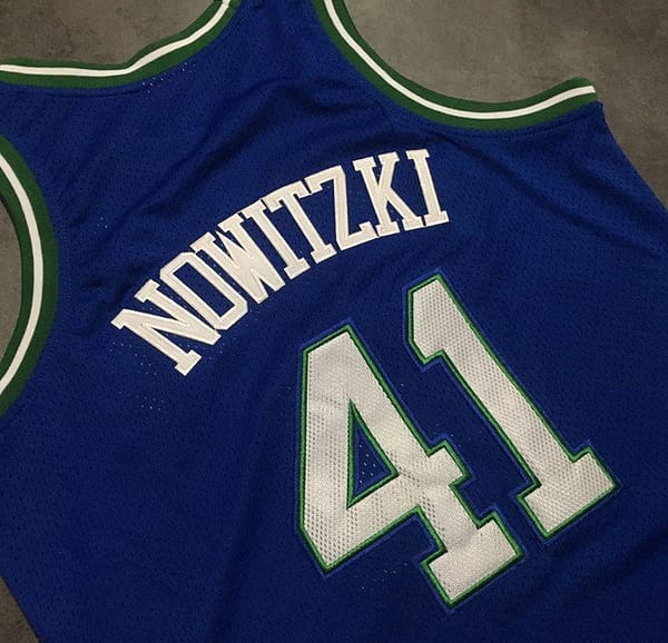 Men's Dirk Nowitzki Blue Retro Classic Team Jersey - Image 10