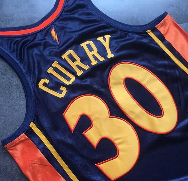 Men's Stephen Curry Navy Blue Retro Classic Team Jersey - Image 7