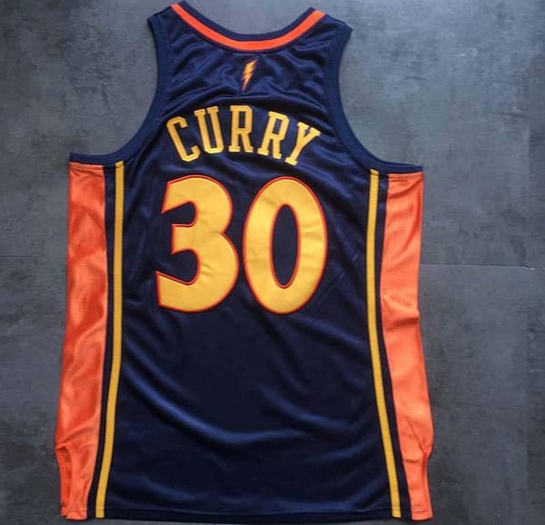 Men's Stephen Curry Navy Blue Retro Classic Team Jersey - Image 9