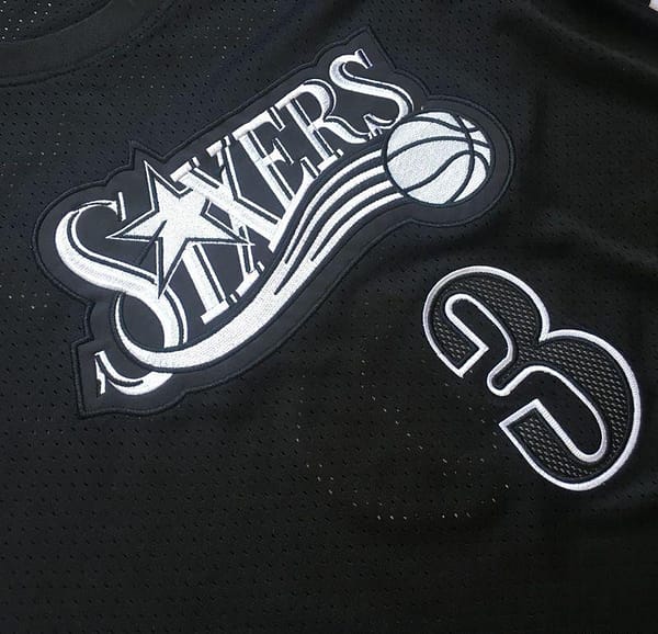 Men's Allen Iverson Black Retro Classic Team Short Sleeve Jersey - Image 2