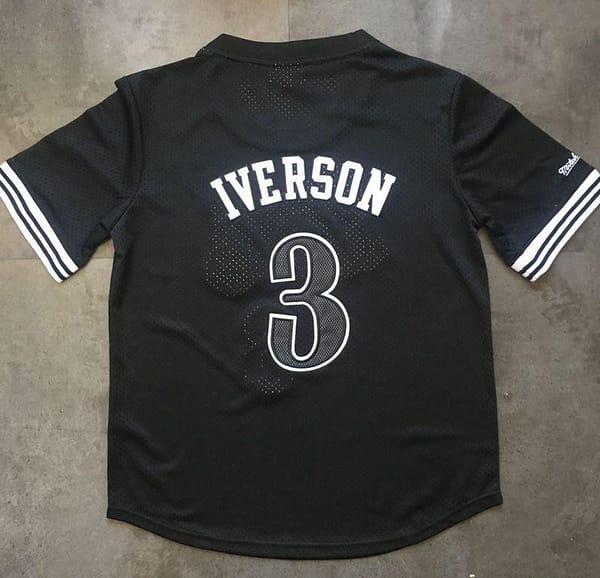Men's Allen Iverson Black Retro Classic Team Short Sleeve Jersey - Image 6