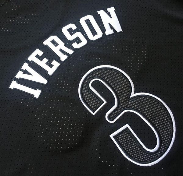 Men's Allen Iverson Black Retro Classic Team Short Sleeve Jersey - Image 8