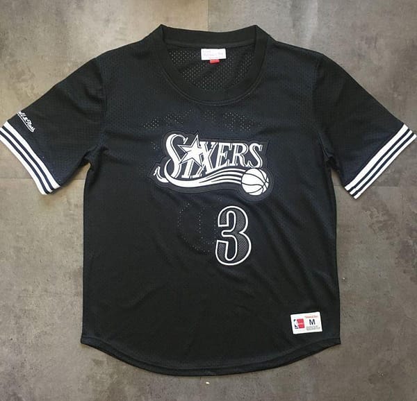 Men's Allen Iverson Black Retro Classic Team Short Sleeve Jersey