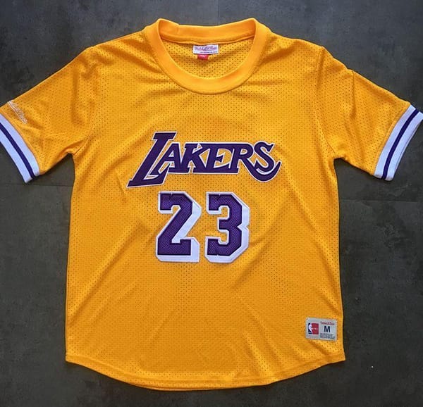 Men's LeBron James Yellow Retro Classic Team Short Sleeve Jersey