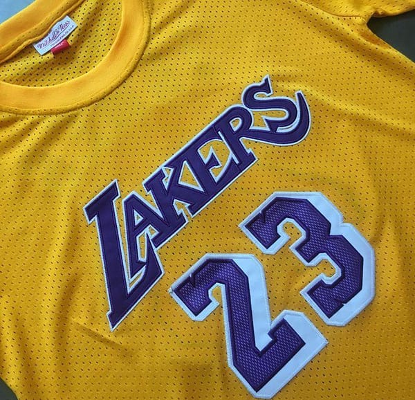 Men's LeBron James Yellow Retro Classic Team Short Sleeve Jersey - Image 5