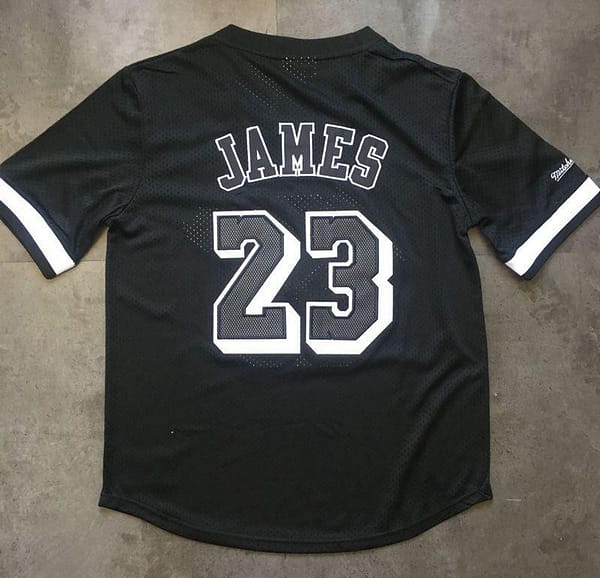 Men's LeBron James Black Retro Classic Team Short Sleeve Jersey - Image 5