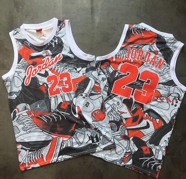 Men's Michael Jordan Gray And Red Retro Classic Team Jersey