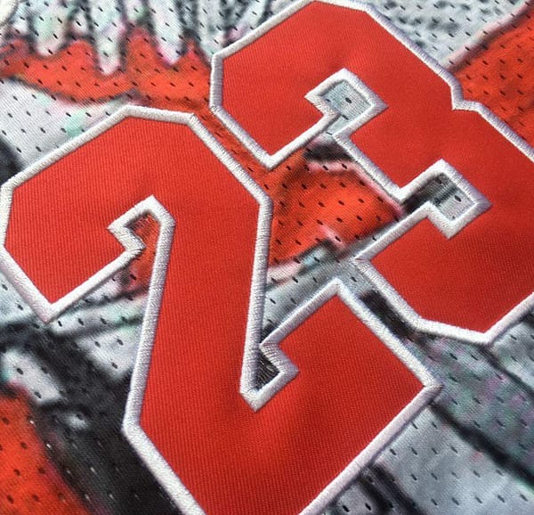 Men's Michael Jordan Gray And Red Retro Classic Team Jersey - Image 2