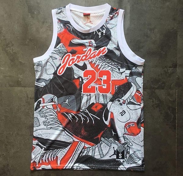 Men's Michael Jordan Gray And Red Retro Classic Team Jersey - Image 3