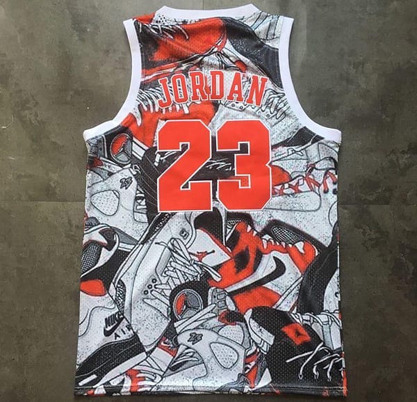 Men's Michael Jordan Gray And Red Retro Classic Team Jersey - Image 5