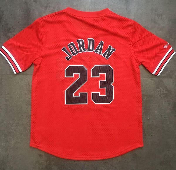 Men's Michael Jordan Red Retro Classic Team Short Sleeve Jersey - Image 3