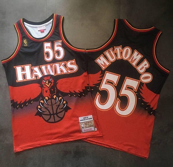 Men's Dikembe Mutombo Black And Red Retro Classic Team Jersey